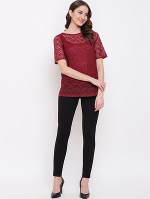 round neck laced top - 16730498 - Standard Image - 4