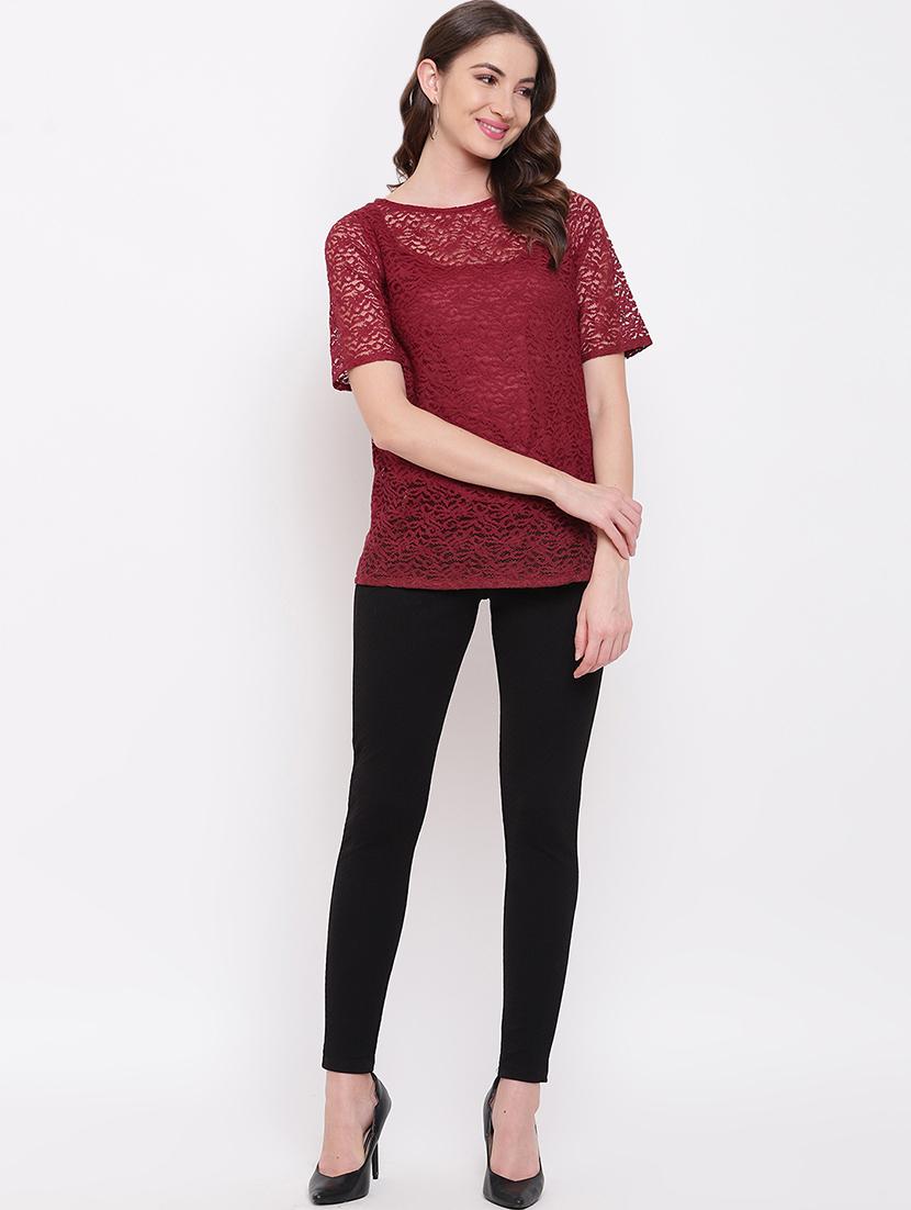 round neck laced top - 16730498 - Zoom Image - 4