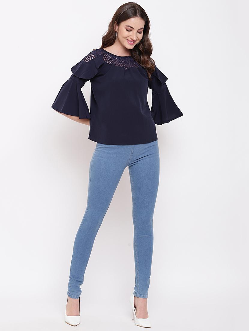 bell sleeved mesh panel top - 16730601 - Zoom Image - 4