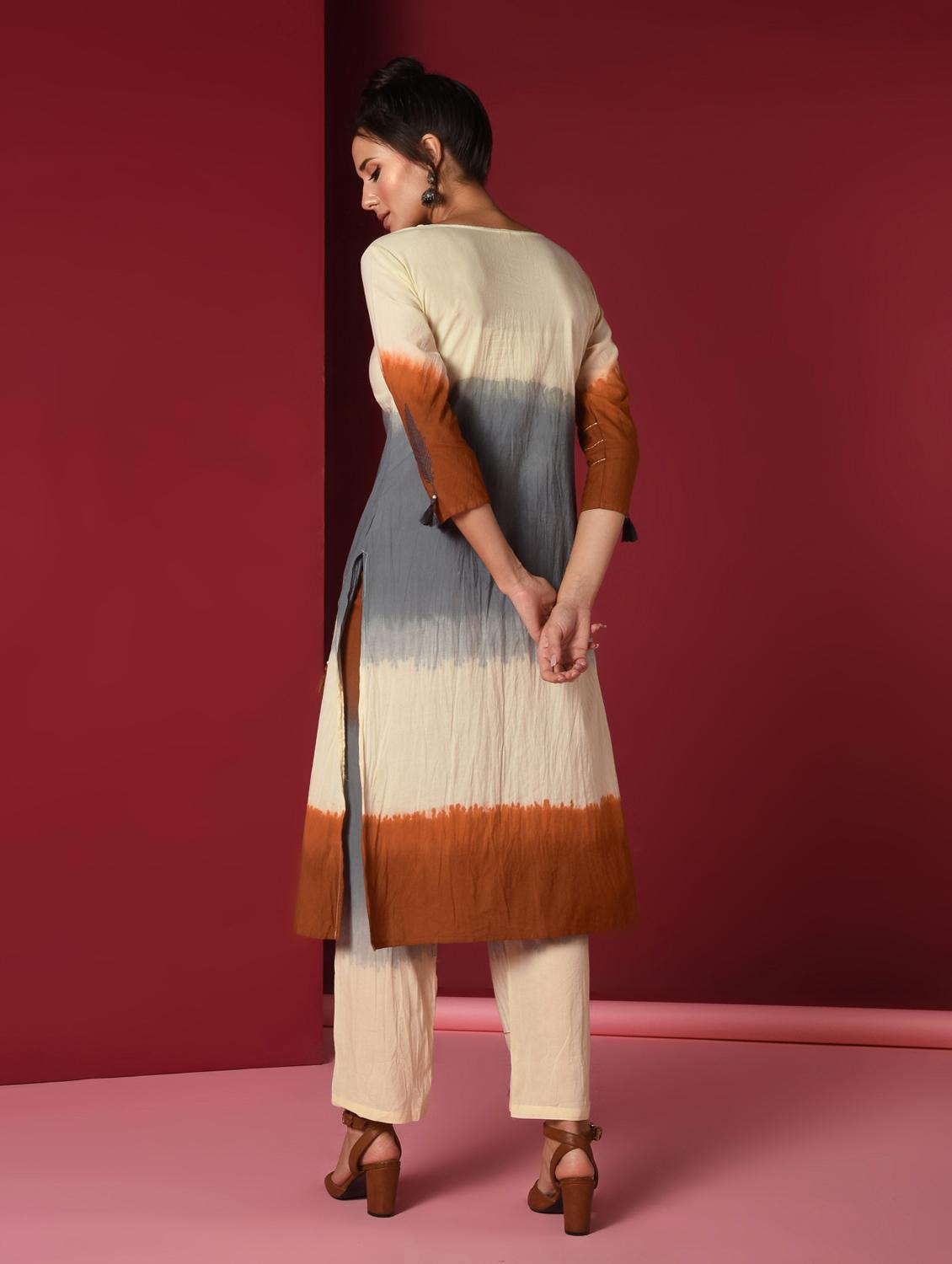 tie & dye kurta pant set - 16733994 - Zoom Image - 4