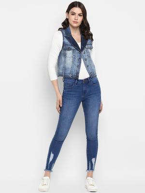 lapel neck denim jacket - 16734564 - Standard Image - 4