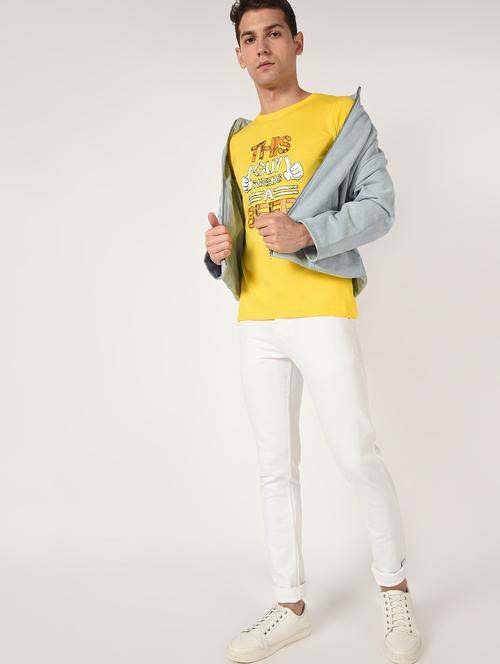 yellow typographic chest print t-shirt - 16735107 - Very Small Image - 1