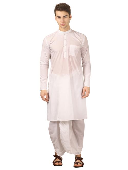 white solid dhoti kurta set - 16735387 - Standard Image - 1
