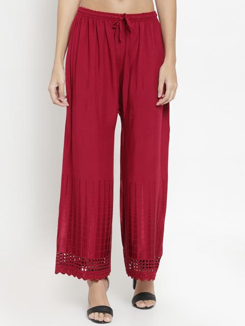 high rise laced hem palazzo - 16735561 - Standard Image - 1