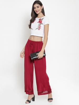high rise laced hem palazzo - 16735561 - Standard Image - 4