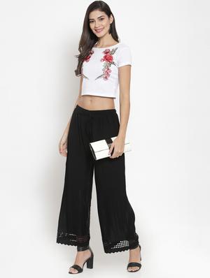 high rise laced hem palazzo - 16735562 - Standard Image - 4