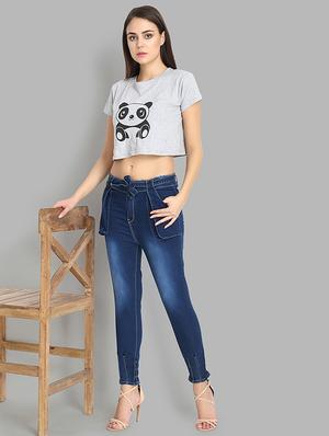 tie knot ruched hem jeans - 16737064 - Standard Image - 4