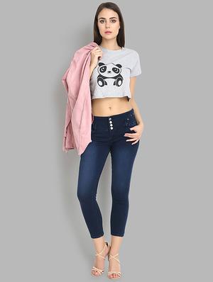 high rise button detail jeans - 16737066 - Standard Image - 4