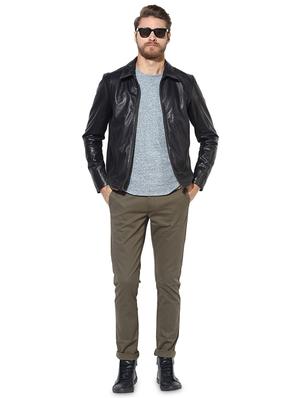 blue solid 100% lamb leather biker jacket - 16737524 - Standard Image - 4