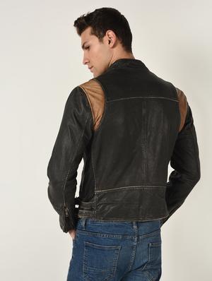 black solid 100% lamb leather jacket - 16737539 - Standard Image - 4