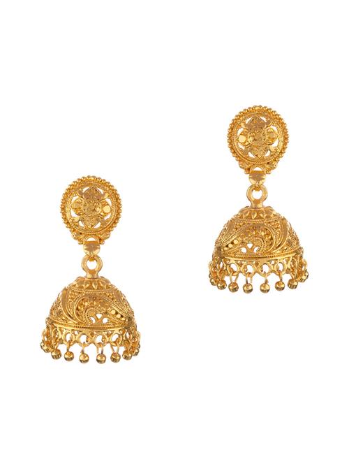 gold metal jhumka earring - 16737634 - Very Small Image - 1