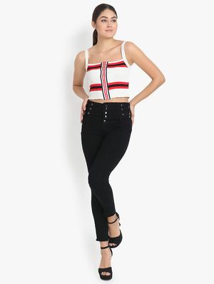 high rise solid jeans - 16738240 - Standard Image - 4
