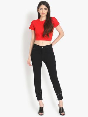 high rise frayed hem jeans - 16738246 - Standard Image - 4