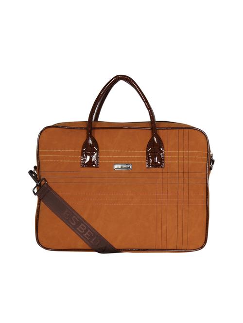 tan leatherette (pu) laptop bag - 16739353 - Standard Image - 1