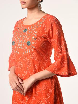 bandhani print anarkali kurta - 16739394 - Standard Image - 4
