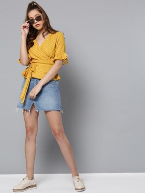 tie knot polka dots wrap top - 16740450 - Standard Image - 4