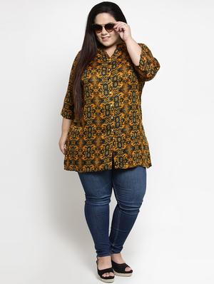 mandarin neck abstract plus tunic - 16740889 - Standard Image - 4