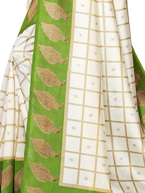 checkered printed saree with blouse - 16741800 - Standard Image - 4