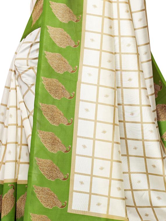 checkered printed saree with blouse - 16741800 - Zoom Image - 4