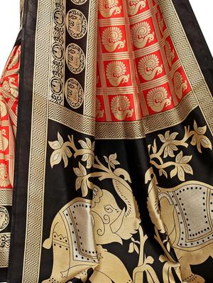 conversational printed saree with blouse - 16741805 - Standard Image - 4