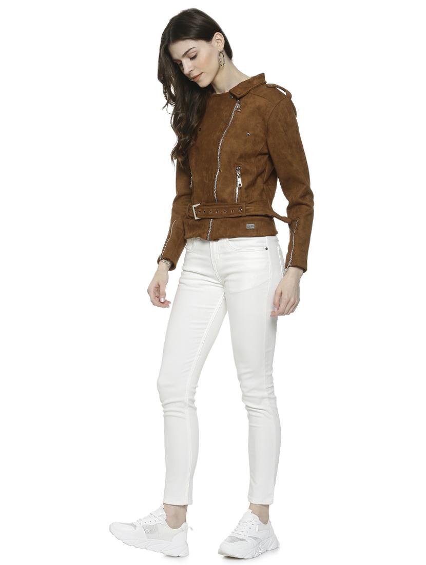 lapel neck zipper detail bomber jacket - 16741968 - Zoom Image - 4