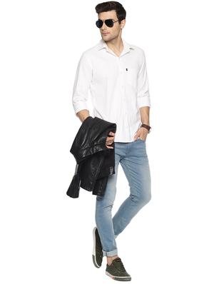 white solid casual shirt - 16743342 - Standard Image - 4
