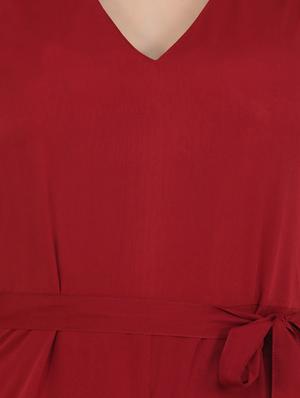 v neck tie knot front full leg jumpsuit - 16744044 - Standard Image - 4
