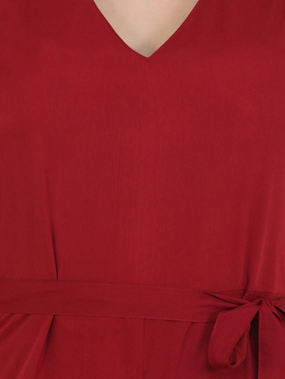 v neck tie knot front full leg jumpsuit - 16744044 - Zoom Image - 4