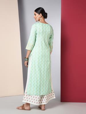 foil print kurta palazzo set - 16744697 - Standard Image - 4