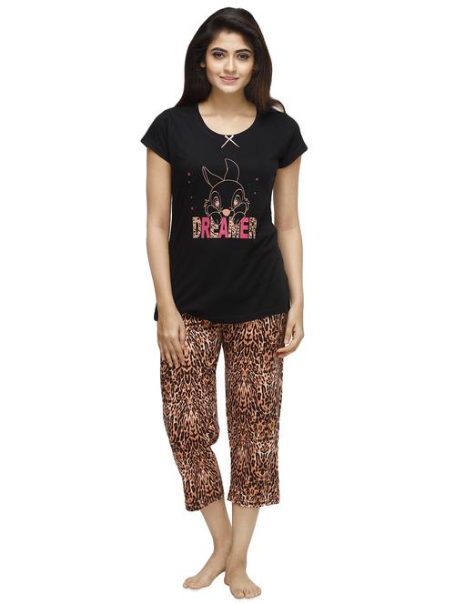round neck tee with nightwear capri set - 16745141 - Standard Image - 1