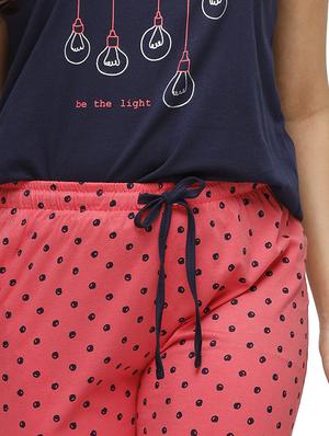 round neck tee with nightwear capri set - 16745147 - Standard Image - 4