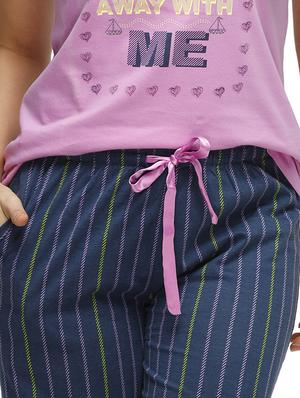 round neck tee with nightwear capri set - 16745151 - Standard Image - 4
