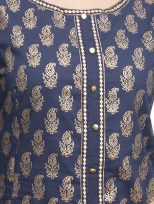 foil printed flared kurta - 16745294 - Standard Image - 4