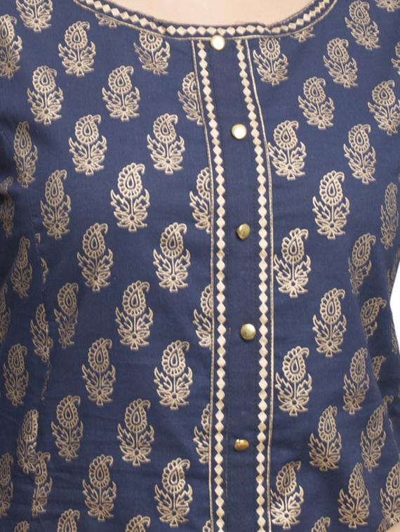 foil printed flared kurta - 16745294 - Zoom Image - 4