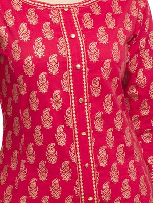 foil printed flared kurta - 16745295 - Standard Image - 4