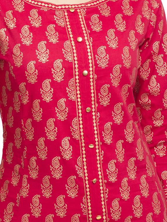 foil printed flared kurta - 16745295 - Zoom Image - 4