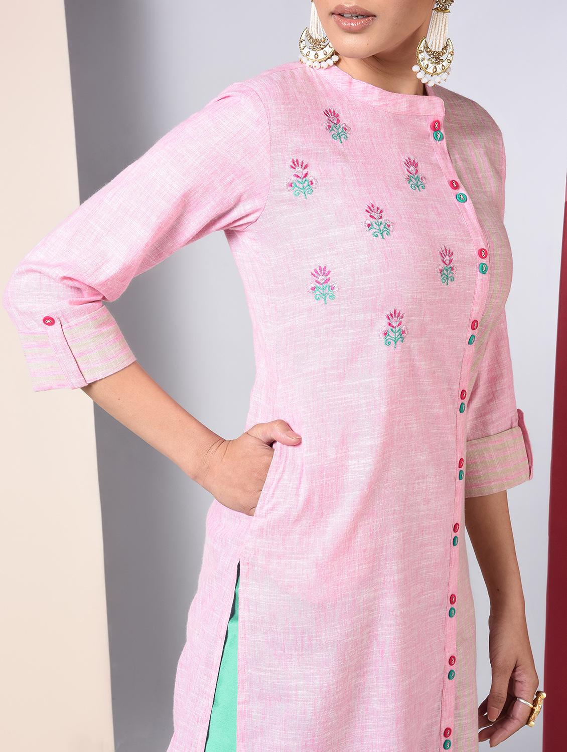 embroidered straight kurta - 16745607 - Zoom Image - 4