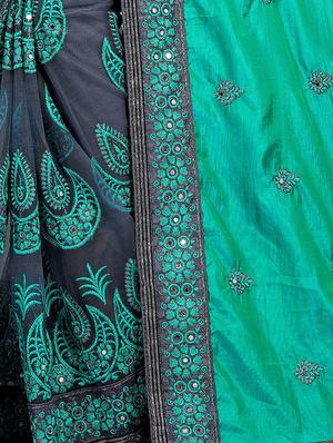 embroidered half and half saree with blouse - 16745721 - Standard Image - 4