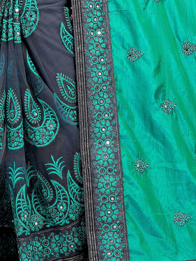 embroidered half and half saree with blouse - 16745721 - Zoom Image - 4