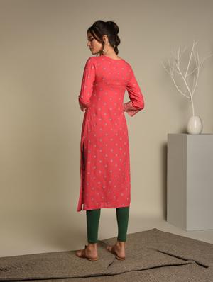 floral straight kurta - 16746335 - Standard Image - 4
