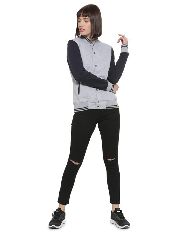 contrast ribbed color block jacket - 16746422 - Zoom Image - 4