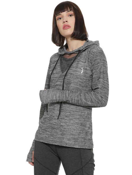 hooded neck melange sweatshirt - 16746431 - Standard Image - 1