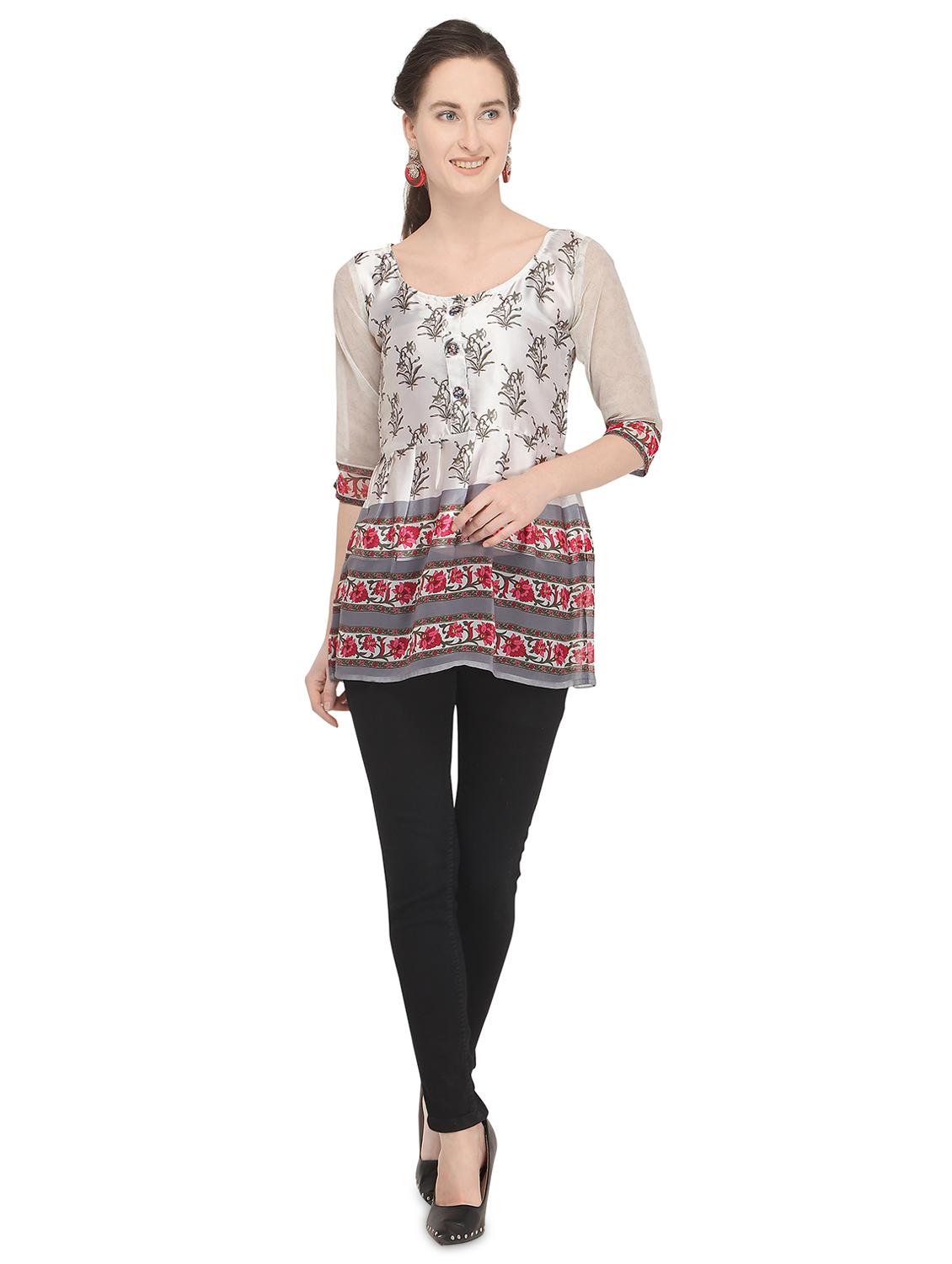 round neck floral tunic - 16746913 - Zoom Image - 4