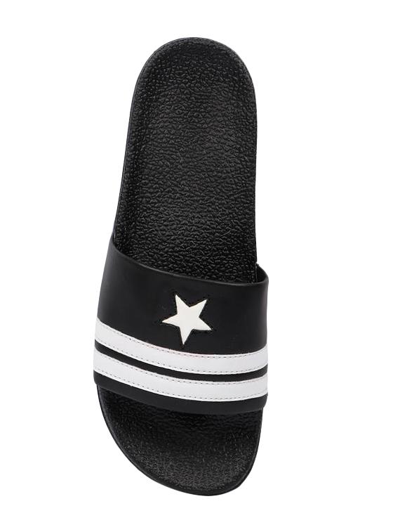 black leatherette slip on flip flops - 16749504 - Zoom Image - 4