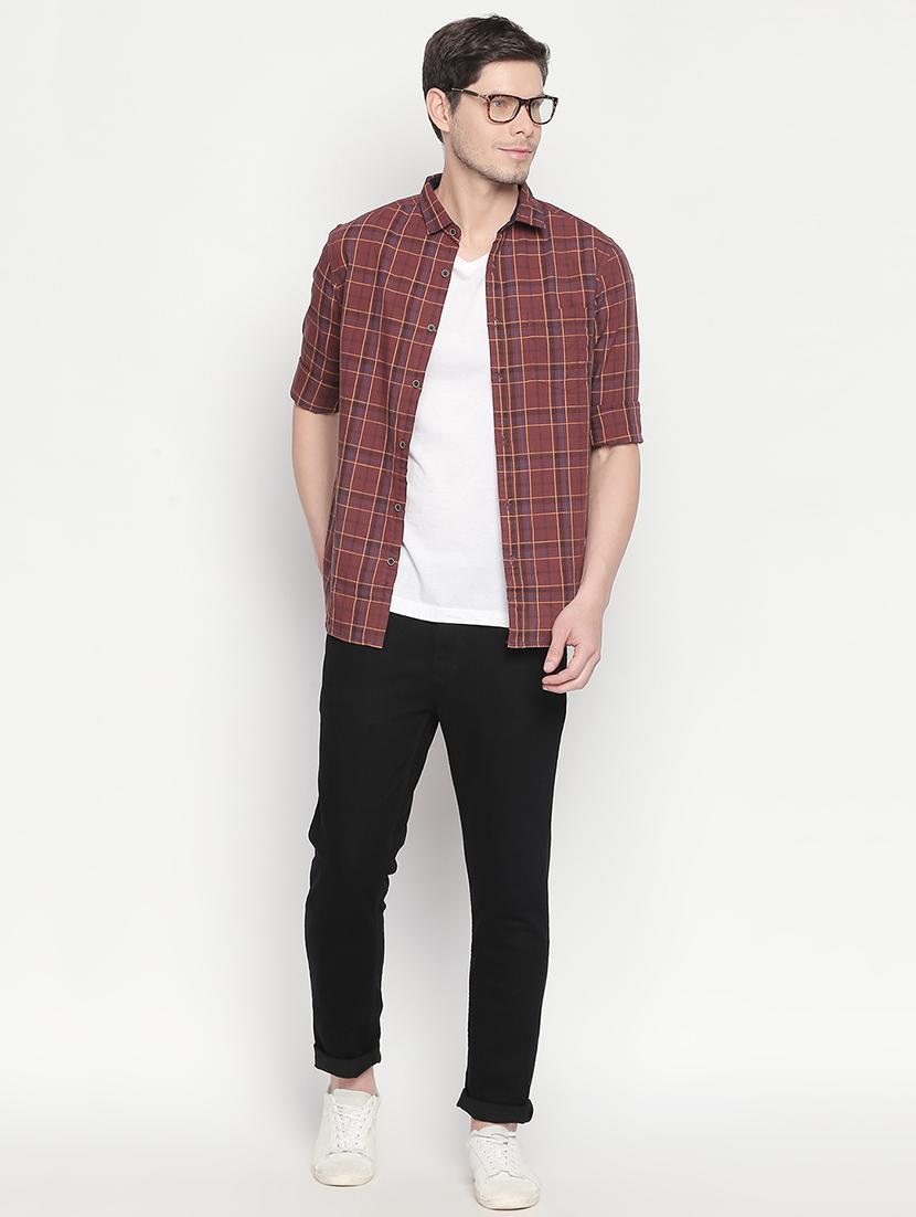 brown checkered casual shirt - 16750538 - Zoom Image - 4