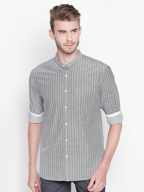grey striped casual shirt - 16750542 - Standard Image - 1