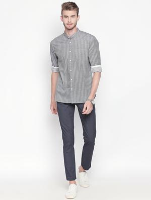 grey striped casual shirt - 16750542 - Standard Image - 4