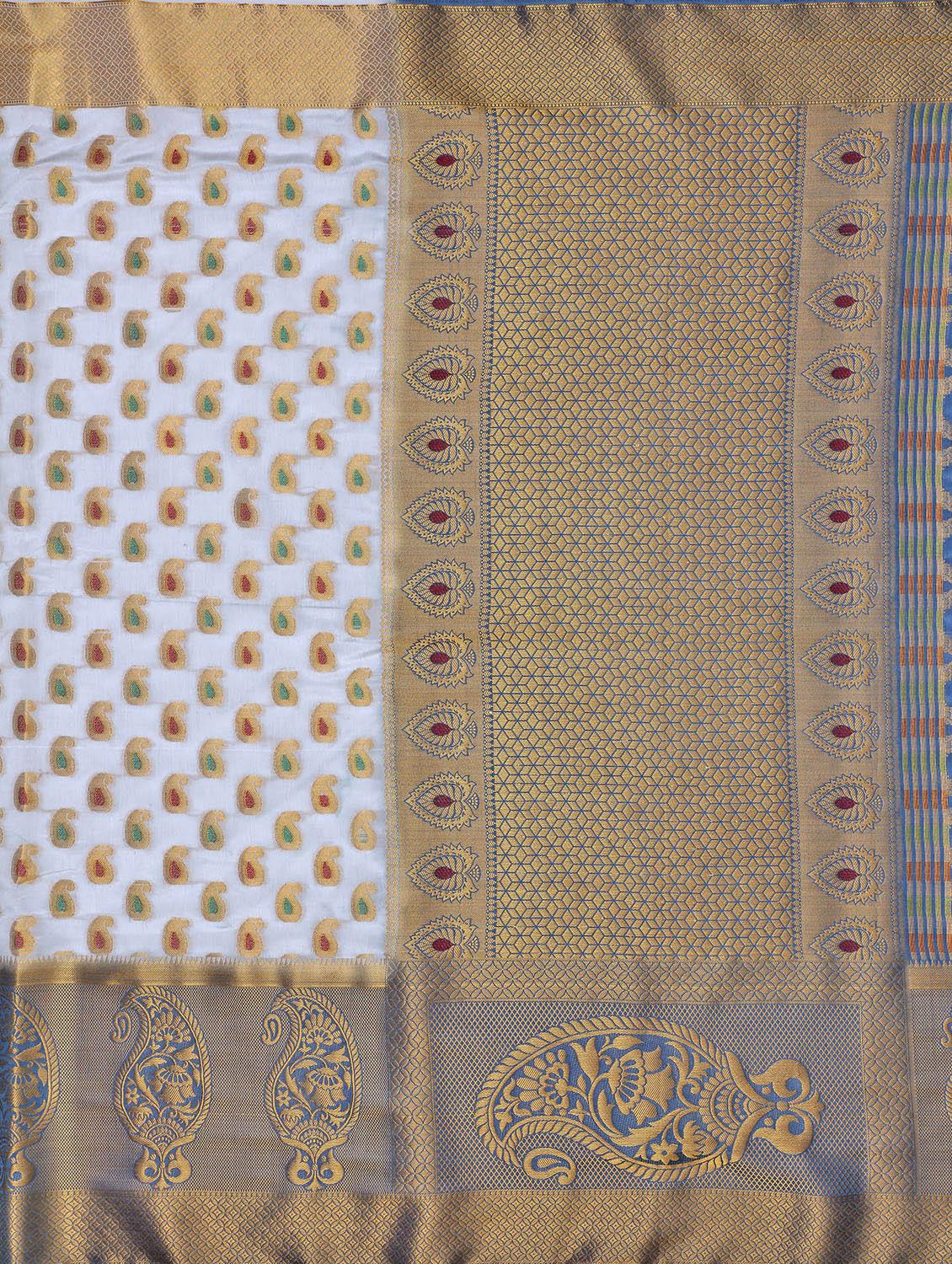 self design kanjivaram saree with blouse - 16750700 - Zoom Image - 4