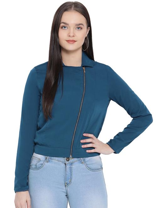 shirt collar solid jacket - 16750775 - Standard Image - 1