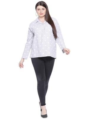 shirt collar polka dot top - 16750960 - Standard Image - 4